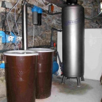 Water treatment plant with two chemical tanks, two dosing pumps, two tube filters and TVK filter.