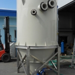 Plastic accumulation tank in production.